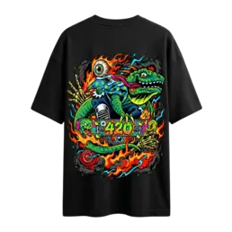Camiseta Oversize Negra Iguana 420 - Iguana Smoke CBD - WeWeed