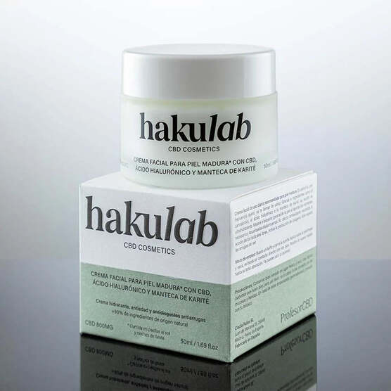 Crema Facial para Piel Madura con CBD, Ácido Hialurónico y Manteca de Karité . hakuLab CBD Cosmetics - ProfesorCBD - WeWeed