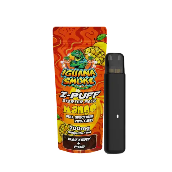 Vape CBD I-Puff Starter Pack – Mango 1ml - Iguana Smoke CBD - WeWeed