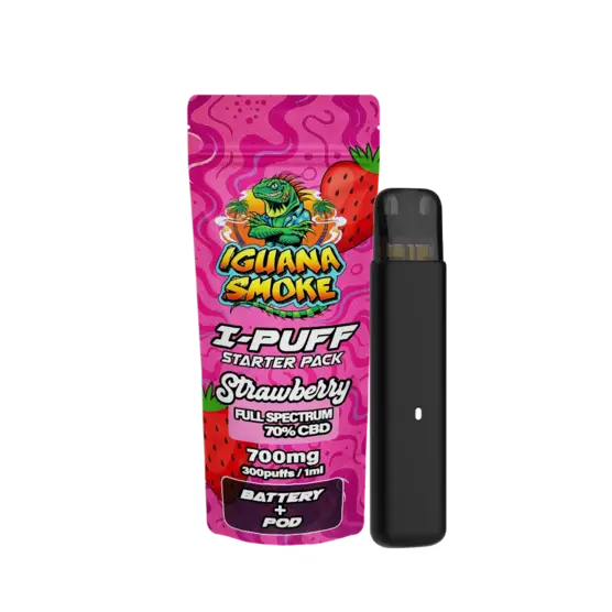 Vape CBD I-Puff Starter Pack – Strawberry 1ml - Iguana Smoke CBD - WeWeed