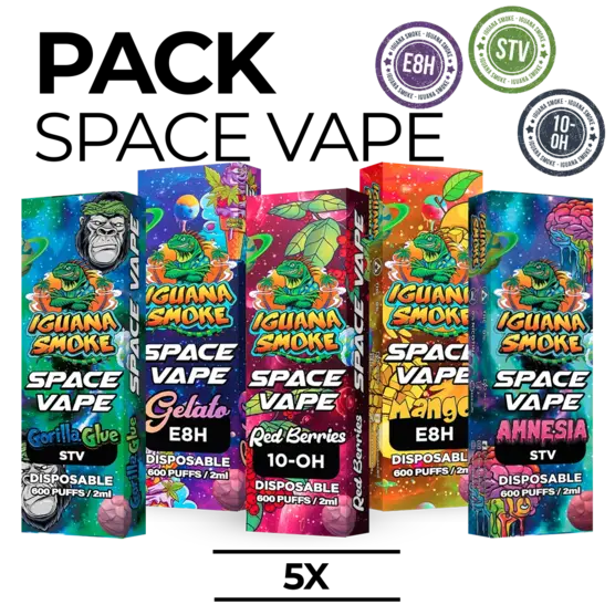 Pack 5 Vapers de STV | 10-OH | E8H – Space Vape 2ml - Iguana Smoke CBD - WeWeed